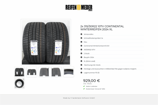 2x 315/30R22 107V CONTINENTAL WINTERREIFEN 2024 XL #1PBD – Bild 7