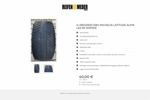 1x 295/40R20 106V MICHELIN LATITUDE ALPIN LA2 N0 WINTER #5168 – Bild 3