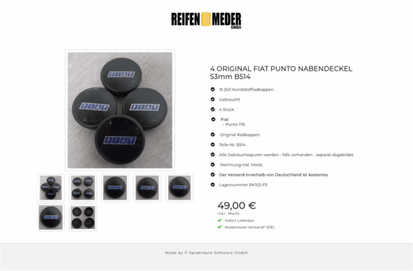 4 ORIGINAL FIAT PUNTO NABENDECKEL 53mm B514 #1MJN – Bild 8
