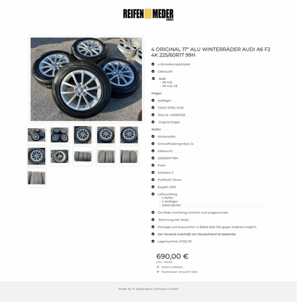 4 ORIGINAL 17" ALU WINTERRÄDER AUDI A6 F2 4K 225/60R17 99H #1ERY – Bild 12