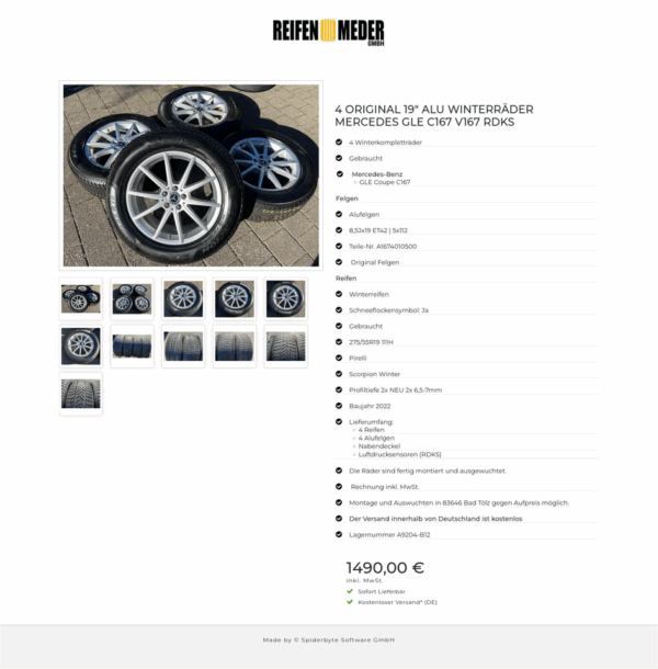 4 ORIGINAL 19" ALU WINTERRÄDER MERCEDES GLE C167 V167 RDKS #1OEN – Bild 12
