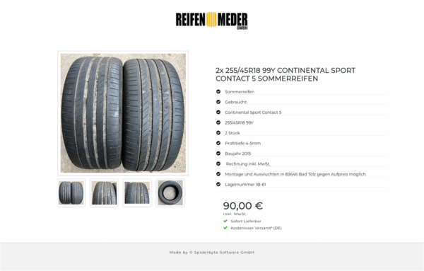 2x 255/45R18 99Y CONTINENTAL SPORT CONTACT 5 SOMMERREIFEN #1TCM – Bild 5