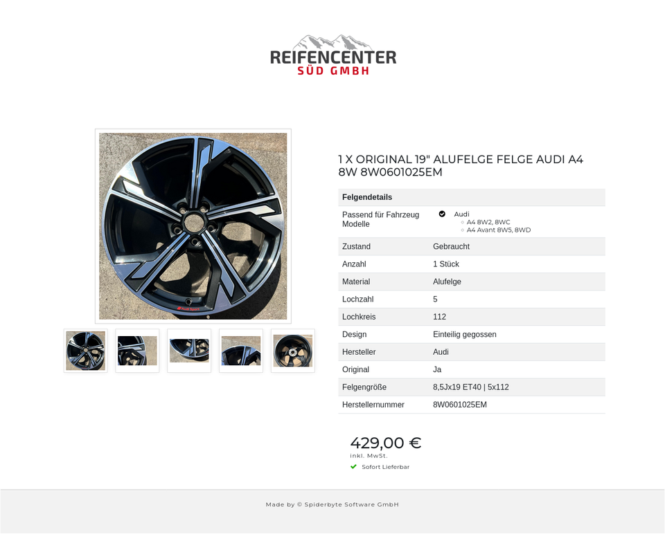 1 X ORIGINAL 19" ALUFELGE FELGE AUDI A4 8W 8W0601025EM #1Y2R – Bild 6