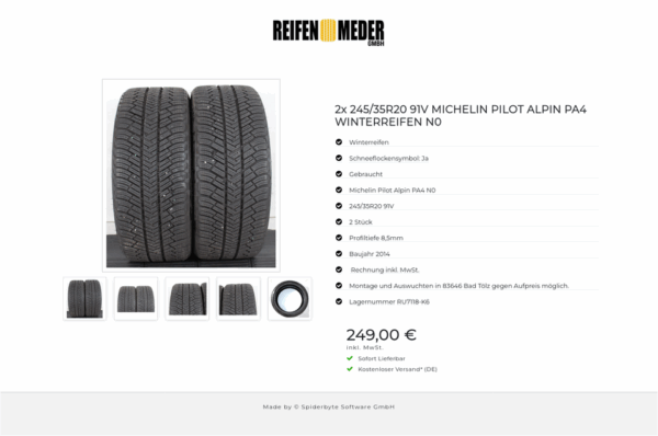 2x 245/35R20 91V MICHELIN PILOT ALPIN PA4 WINTERREIFEN N0 #1BRT – Bild 6