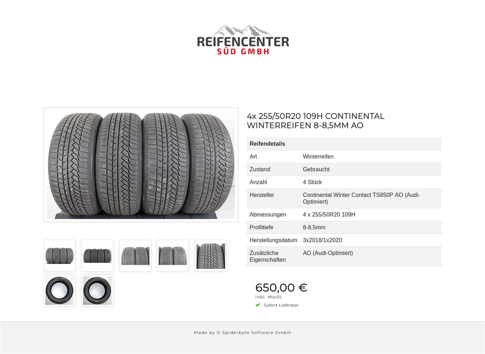 4x 255/50R20 109H CONTINENTAL WINTERREIFEN 8-8,5MM AO #1HEX – Bild 8