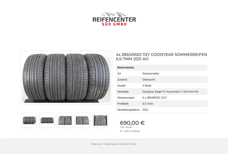 4x 285/45R20 112Y GOODYEAR SOMMERREIFEN 6,5-7MM 2021 AO #1VJY – Bild 6