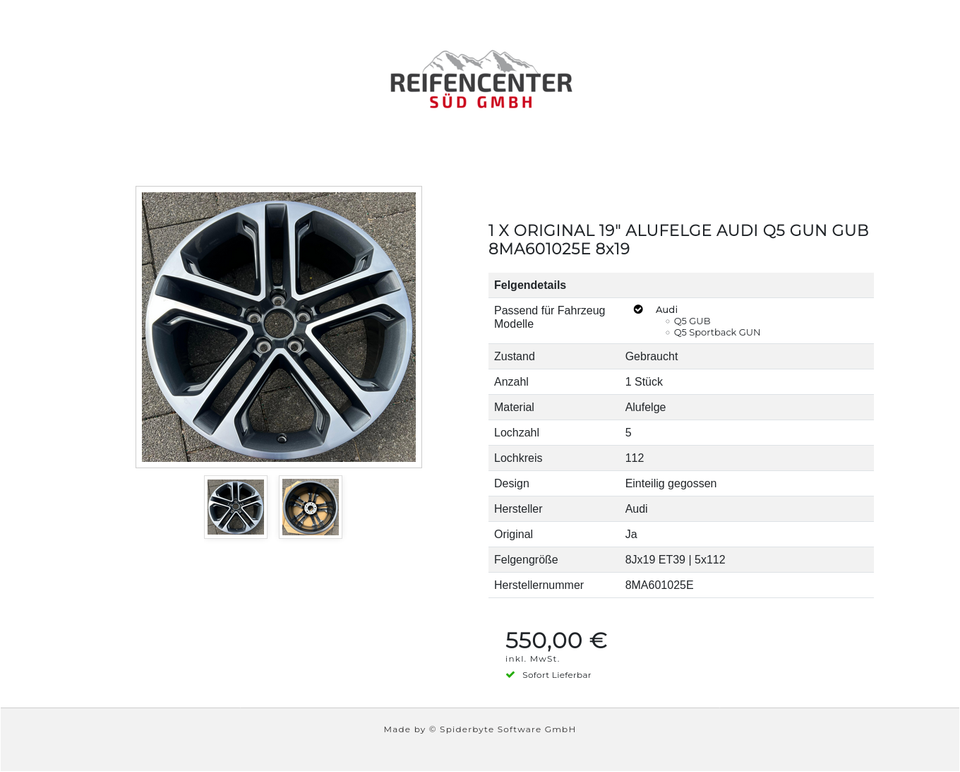 1 X ORIGINAL 19" ALUFELGE AUDI Q5 GUN GUB 8MA601025E 8x19 #1ZCE – Bild 3