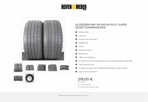 2x 255/35R19 96Y MICHELIN PILOT SUPER SPORT SOMMERREIFEN #1XGH – Bild 8