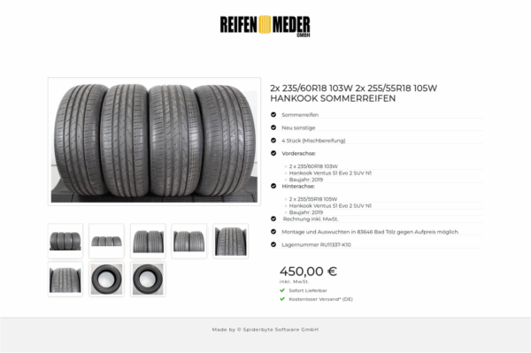 2x 235/60R18 103W 2x 255/55R18 105W HANKOOK SOMMERREIFEN #1VSG – Bild 9