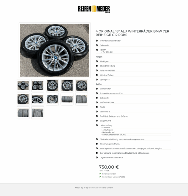 4 ORIGINAL 18" ALU WINTERRÄDER BMW 7ER REIHE G11 G12 RDKS #1KDK – Bild 13