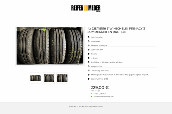 4x 225/45R18 91W MICHELIN PRIMACY 3 SOMMERREIFEN RUNFLAT  #1VXC – Bild 4