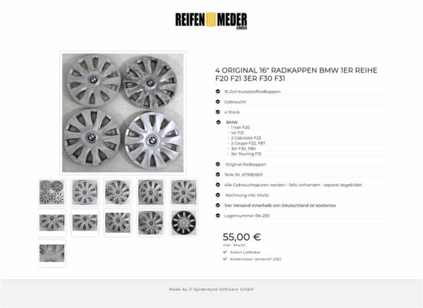 4 ORIGINAL 16" RADKAPPEN BMW 1ER REIHE F20 F21 3ER F30 F31 #1LBP – Bild 12