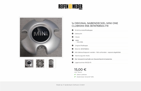 1x ORIGINAL NABENDECKEL MINI ONE CLUBMAN R56 36116768504 FR #1MSU – Bild 4