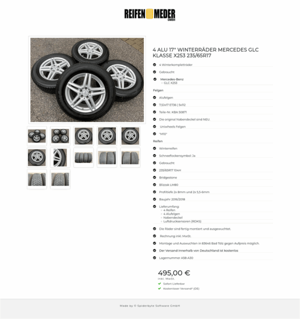 4 ALU 17" WINTERRÄDER MERCEDES GLC KLASSE X253 235/65R17  #1EBN – Bild 13