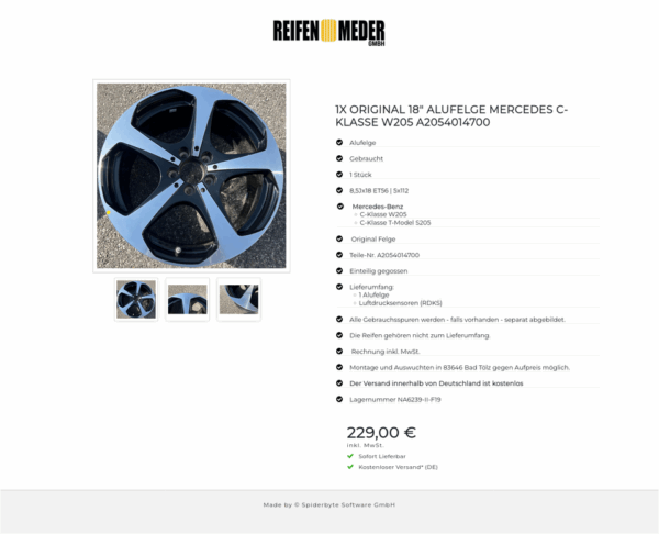 1X ORIGINAL 18" ALUFELGE MERCEDES C-KLASSE W205 A2054014700 #1JVJ – Bild 4