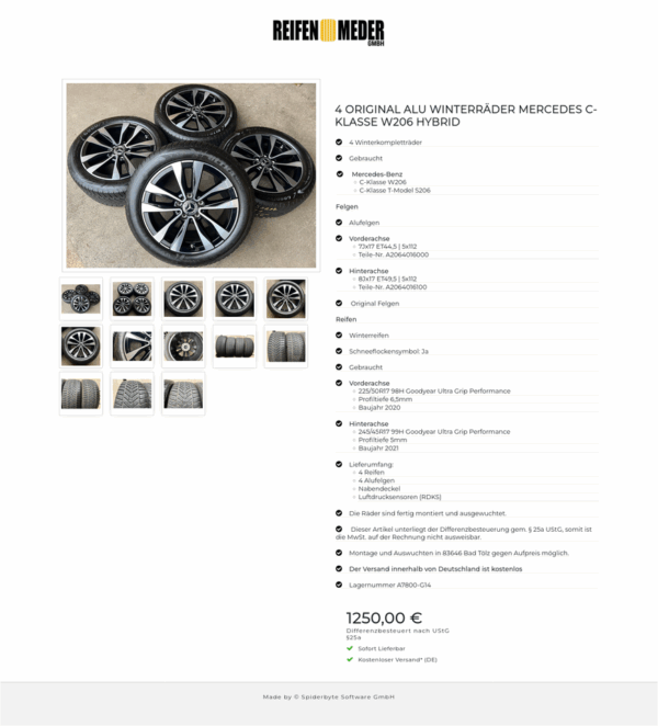 4 ORIGINAL ALU WINTERRÄDER MERCEDES C-KLASSE W206 HYBRID #1UTX – Bild 14