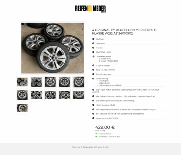 4 ORIGINAL 17" ALUFELGEN MERCEDES E-KLASSE W212 A2124010902 #1ZKF – Bild 12
