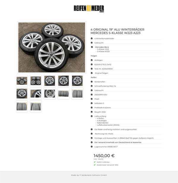 4 ORIGINAL 19" ALU WINTERRÄDER MERCEDES S-KLASSE W223 A223 #1Q9E – Bild 13