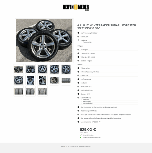 4 ALU 18" WINTERRÄDER SUBARU FORESTER SG 235/45R18 98V #1HYX – Bild 14