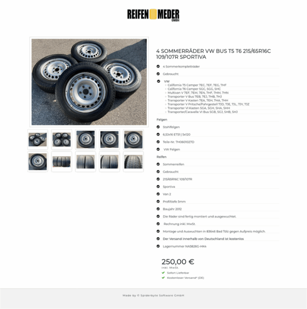4 SOMMERRÄDER VW BUS T5 T6 215/65R16C 109/107R SPORTIVA #16ZF – Bild 11