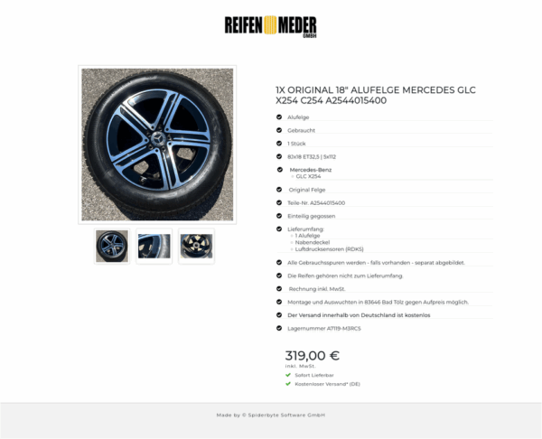 1X ORIGINAL 18" ALUFELGE MERCEDES GLC X254 C254 A2544015400 #1LUR – Bild 4