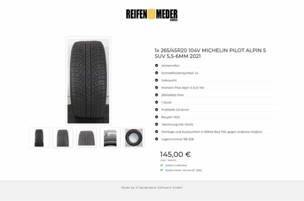 1x 265/45R20 104V MICHELIN PILOT ALPIN 5 SUV 5,5-6MM 2021 #1TBC – Bild 6