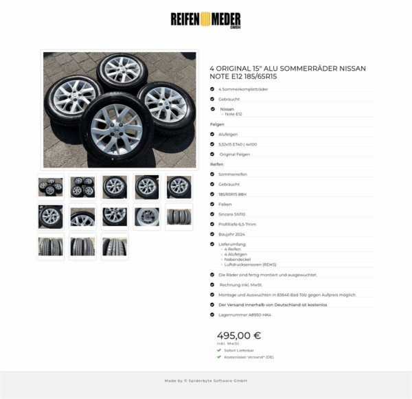 4 ORIGINAL 15" ALU SOMMERRÄDER NISSAN NOTE E12 185/65R15  #1Z5F – Bild 14