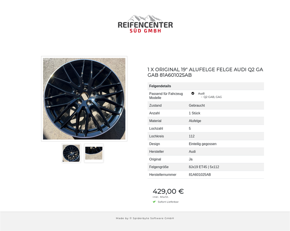 1 X ORIGINAL 19" ALUFELGE FELGE AUDI Q2 GA GAB 81A601025AB #1ZVC – Bild 3