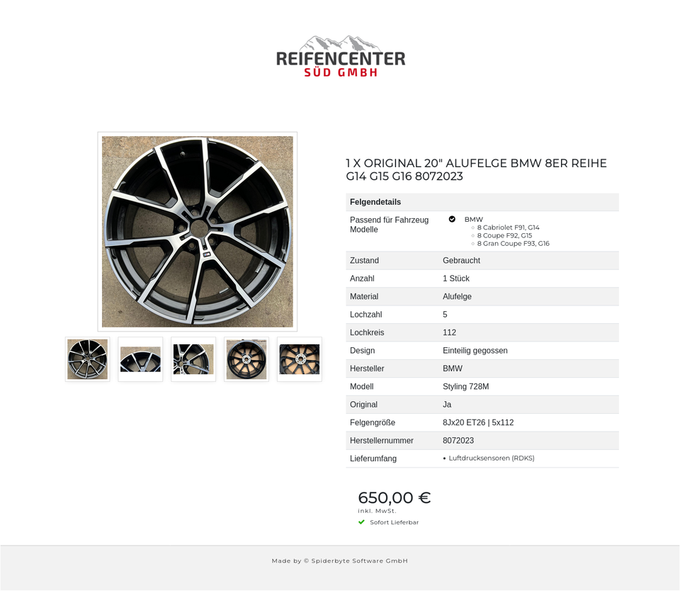 1 X ORIGINAL 20" ALUFELGE BMW 8ER REIHE G14 G15 G16 8072023 #1TVL – Bild 6