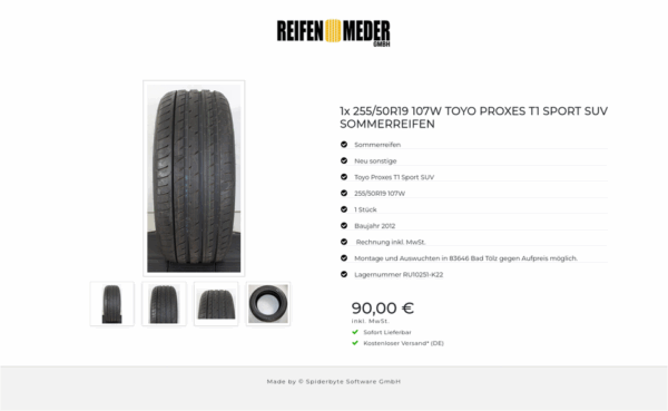 1x 255/50R19 107W TOYO PROXES T1 SPORT SUV SOMMERREIFEN #1PAI – Bild 5