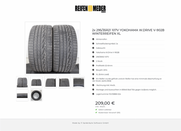 2x 295/35R21 107V YOKOHAMA W.DRIVE V-902B WINTERREIFEN XL #1SWE – Bild 8