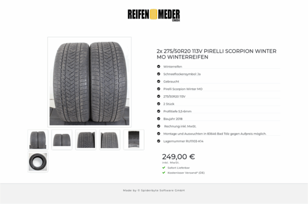 2x 275/50R20 113V PIRELLI SCORPION WINTER MO WINTERREIFEN #1UGD – Bild 7