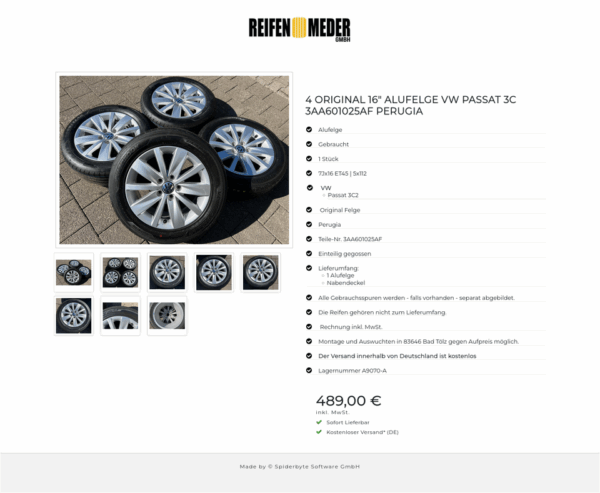 4 ORIGINAL 16" ALUFELGE VW PASSAT 3C 3AA601025AF PERUGIA  #1UHQ – Bild 9