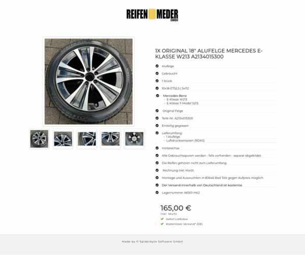 1X ORIGINAL 18" ALUFELGE MERCEDES E-KLASSE W213 A2134015300 #1SRX – Bild 6