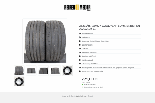 2x 255/35R20 97Y GOODYEAR SOMMERREIFEN 2020/2023 XL #1MSD – Bild 7