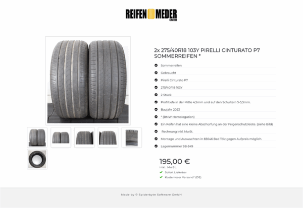 2x 275/40R18 103Y PIRELLI CINTURATO P7 SOMMERREIFEN * #1XHI – Bild 7