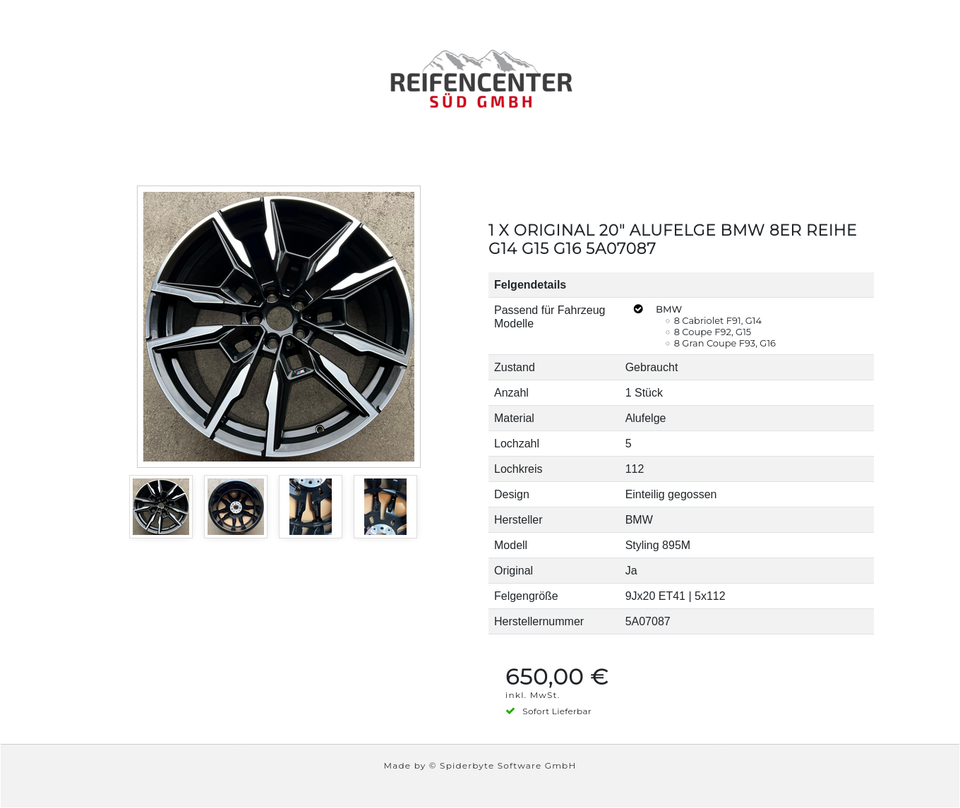 1 X ORIGINAL 20" ALUFELGE BMW 8ER REIHE G14 G15 G16 5A07087 #1UAE – Bild 5