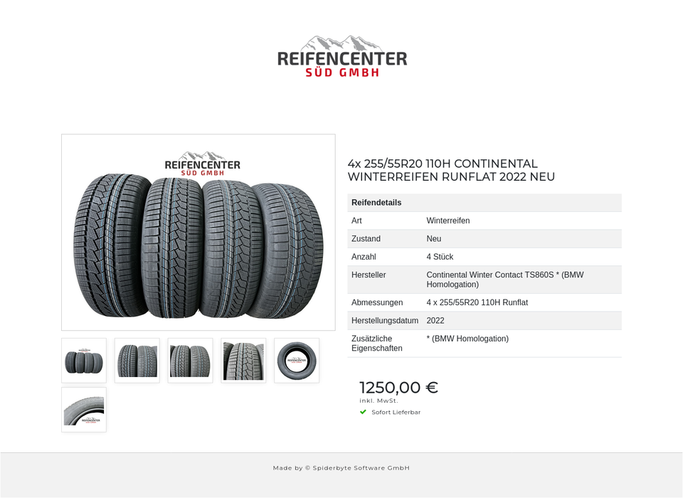 4x 255/55R20 110H CONTINENTAL WINTERREIFEN RUNFLAT 2022 NEU #1PQO – Bild 7