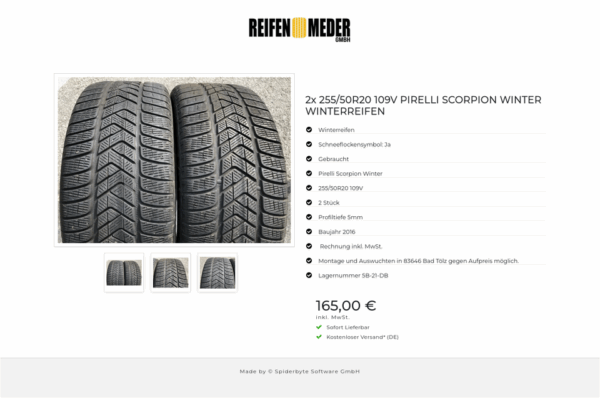 2x 255/50R20 109V PIRELLI SCORPION WINTER WINTERREIFEN #4945 – Bild 4