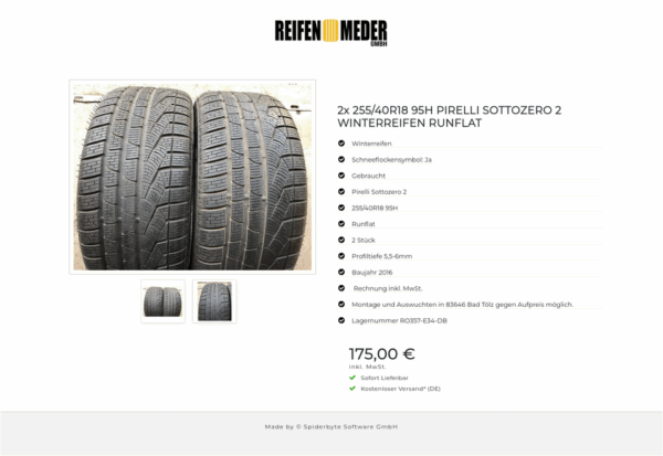 2x 255/40R18 95H PIRELLI SOTTOZERO 2 WINTERREIFEN RUNFLAT #6411 – Bild 3