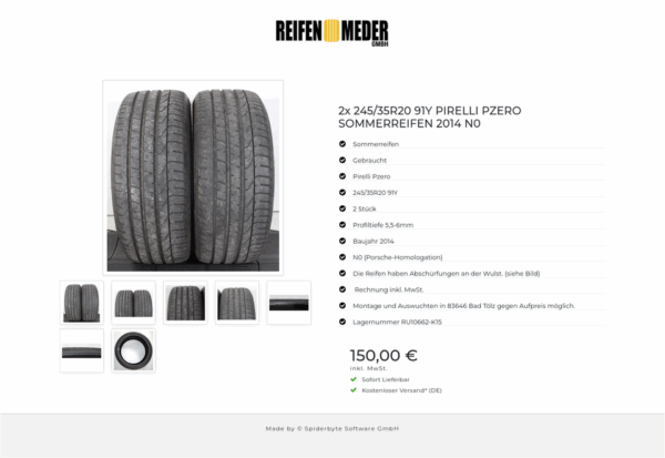 2x 245/35R20 91Y PIRELLI PZERO SOMMERREIFEN 2014 N0 #1QXU – Bild 8