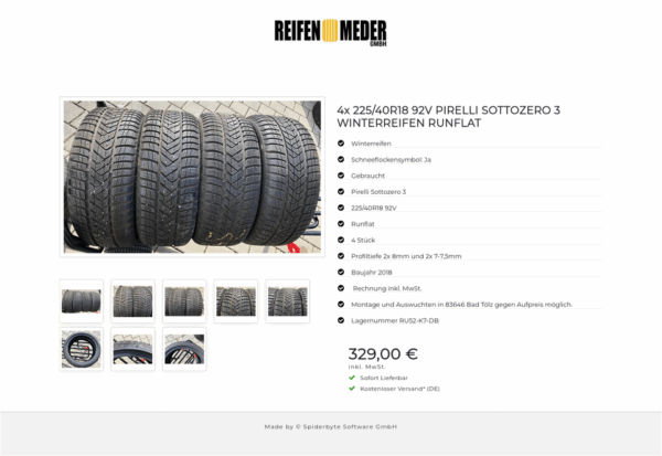 4x 225/40R18 92V PIRELLI SOTTOZERO 3 WINTERREIFEN RUNFLAT #1219 – Bild 9