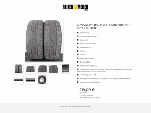 2x 275/45R20 110V PIRELLI WINTERREIFEN RUNFLAT 2020 * #1VGC – Bild 9