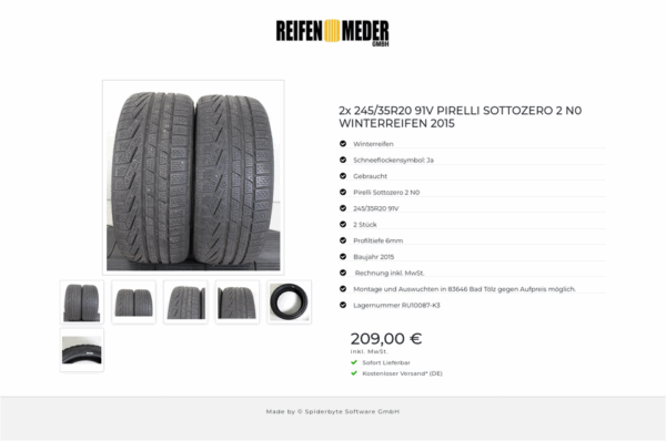 2x 245/35R20 91V PIRELLI SOTTOZERO 2 N0 WINTERREIFEN 2015 #1ORJ – Bild 7