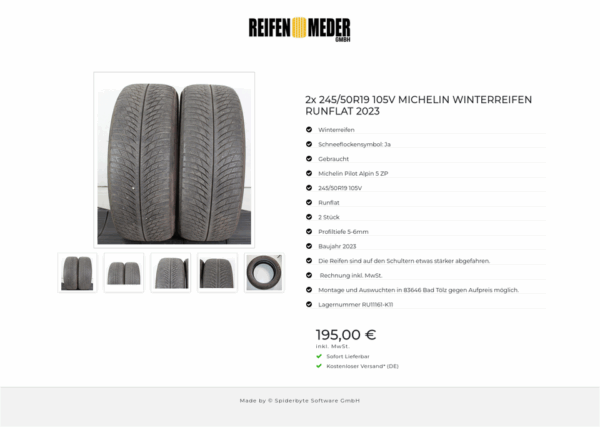 2x 245/50R19 105V MICHELIN WINTERREIFEN RUNFLAT 2023 #1UOR – Bild 6