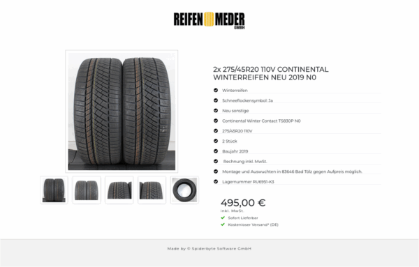 2x 275/45R20 110V CONTINENTAL WINTERREIFEN NEU 2019 N0 #1BEJ – Bild 6