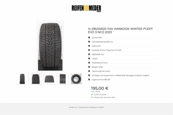 1x 295/45R20 114V HANKOOK WINTER I*CEPT EVO 3 NCO 2023  #1SHS – Bild 6