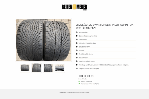 2x 295/30R20 97V MICHELIN PILOT ALPIN PA4 WINTERREIFEN #6165 – Bild 5