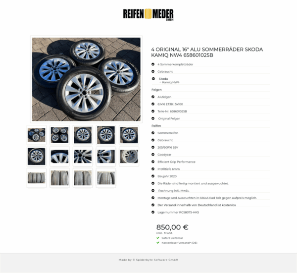 4 ORIGINAL 16" ALU SOMMERRÄDER SKODA KAMIQ NW4 658601025B  #1PFT – Bild 15