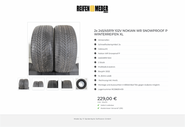 2x 245/45R19 102V NOKIAN WR SNOWPROOF P WINTERREIFEN XL #1NTU – Bild 6
